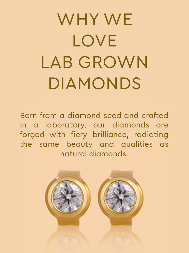 Round Bezel Set Lab Diamond Stud Earrings