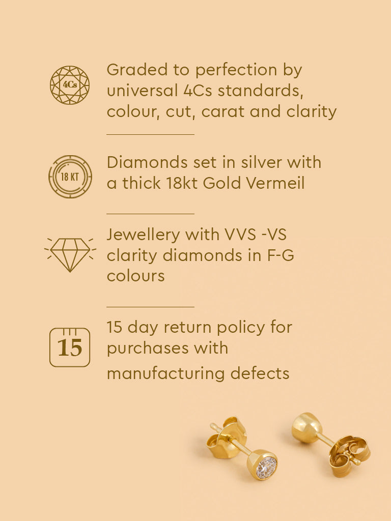 Round Bezel Set Lab Diamond Stud Earrings