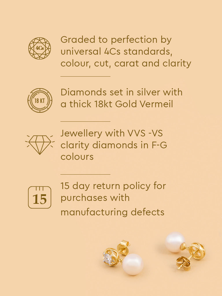 Pearl Drop Lab Diamond Earrings