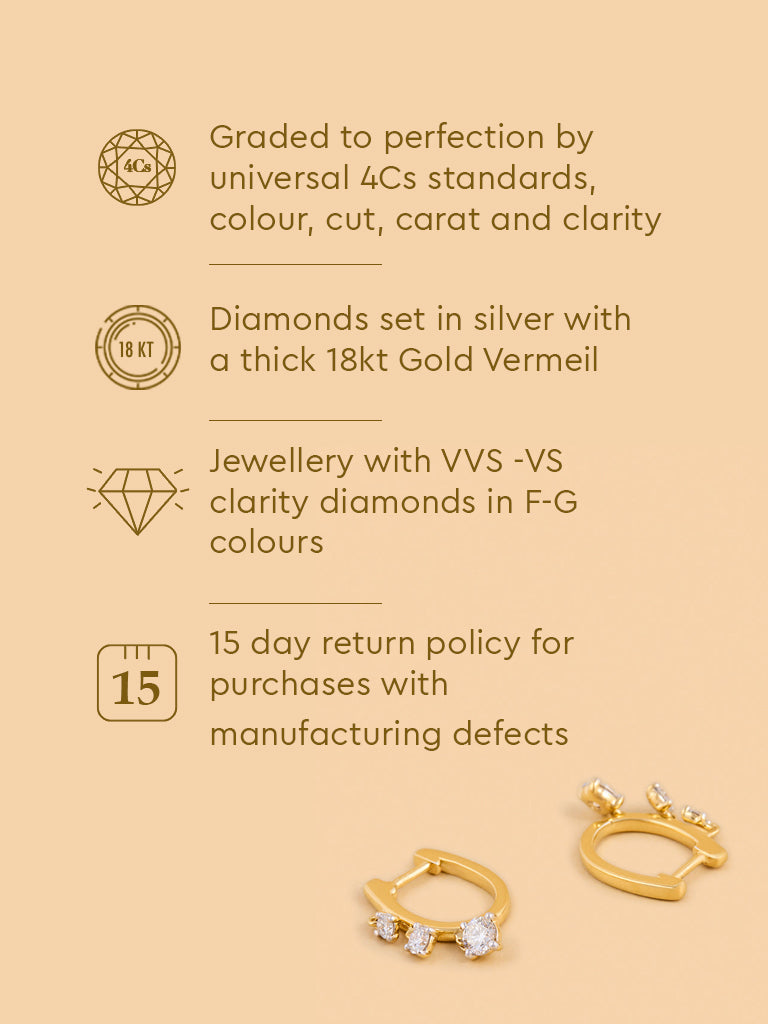 Trio Dangling Hoops with Lab Diamonds