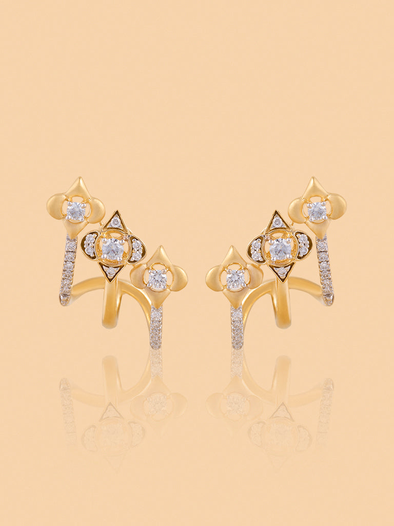 Westside X Pome Triple Floral Earrings with Lab Diamond Accents