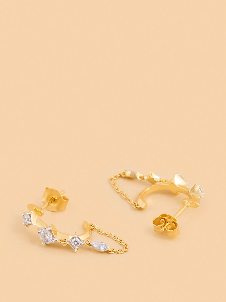 Westside X Pome Chain Hoop Earrings with Lab Diamond Accents