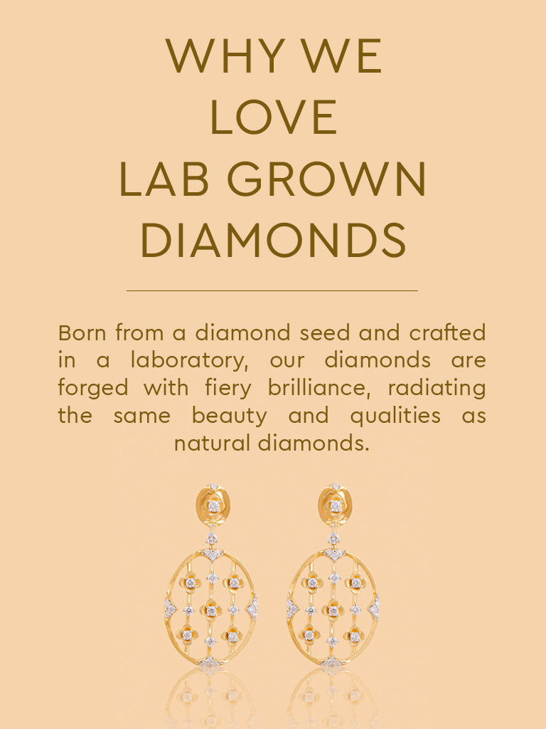 Oval Lab Diamond Earrings with Floral Detailing