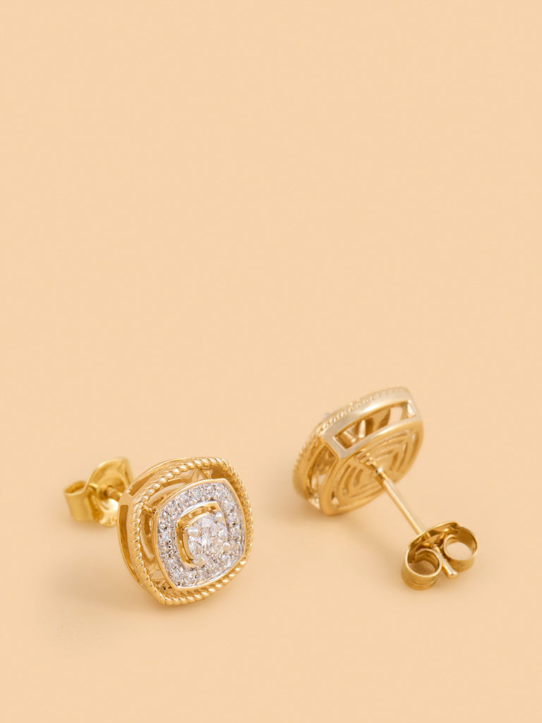 Westside X Pome Rope Detailing in Cushion Lab Diamond Earrings