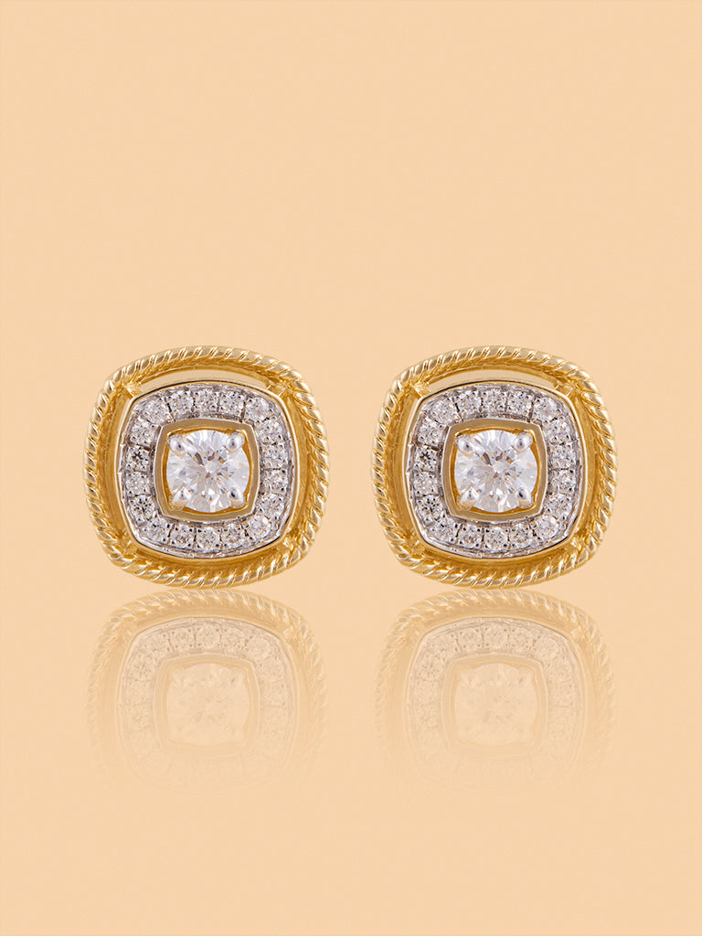 Westside X Pome Rope Detailing in Cushion Lab Diamond Earrings