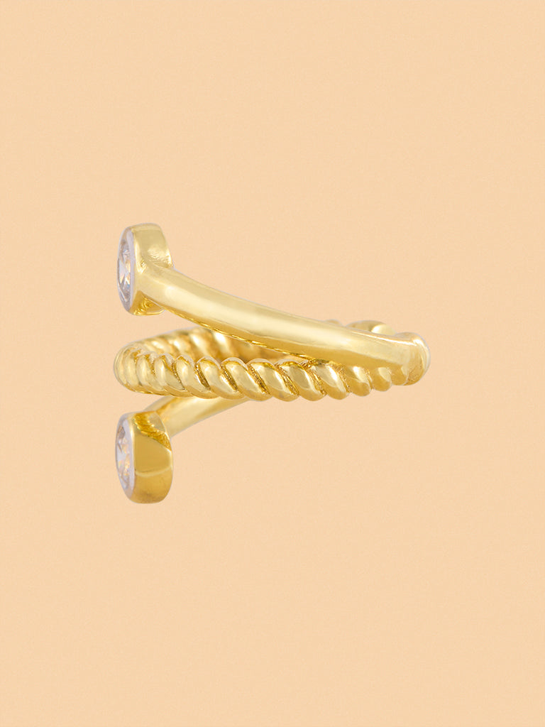 Stacked Lab Diamond in Twisted Ear Cuff