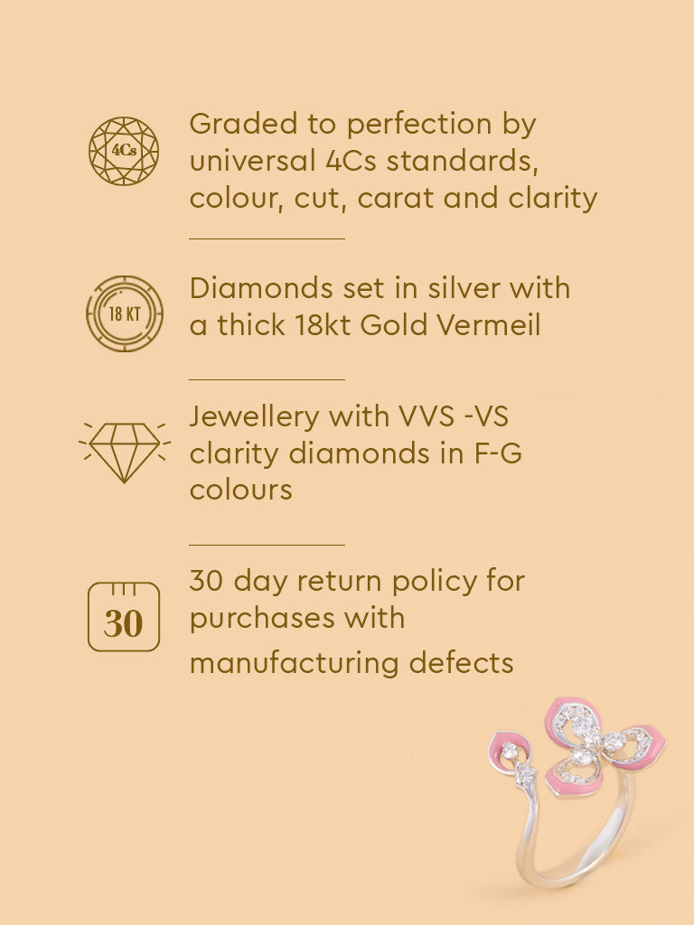 Pink Floral Lab Diamond Ring