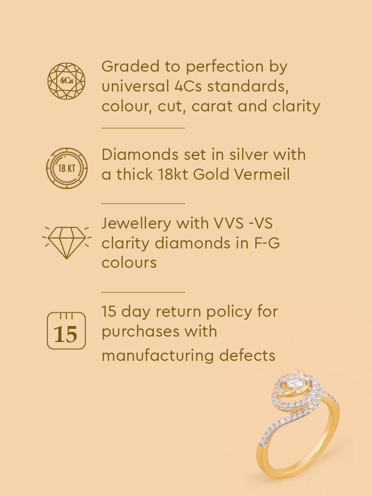 Spiral Swirl Solitaire Lab Diamond Ring