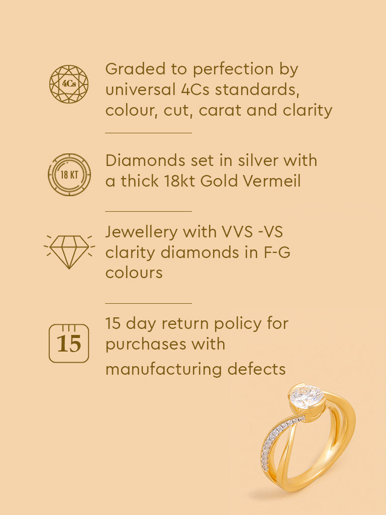 Solitaire Twist Gold Plated Lab Diamond Ring