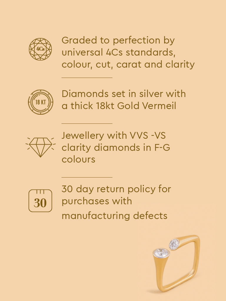 Elegant Twin Gold Plated Lab Diamond Ring