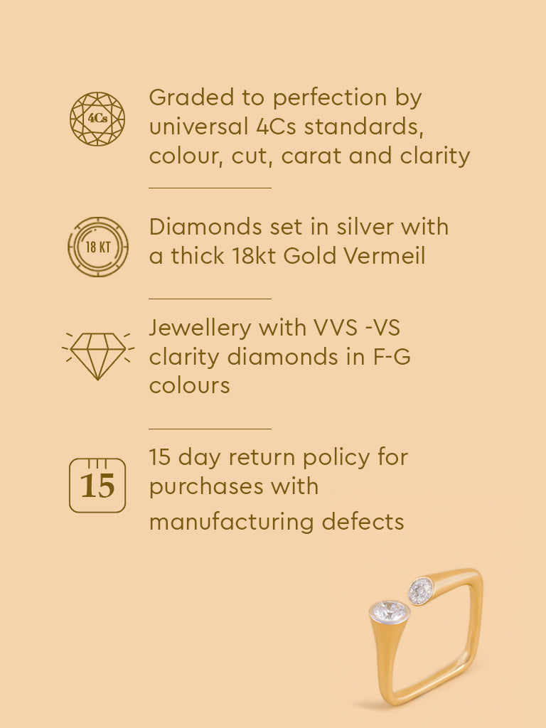 Elegant Twin Gold Plated Lab Diamond Ring