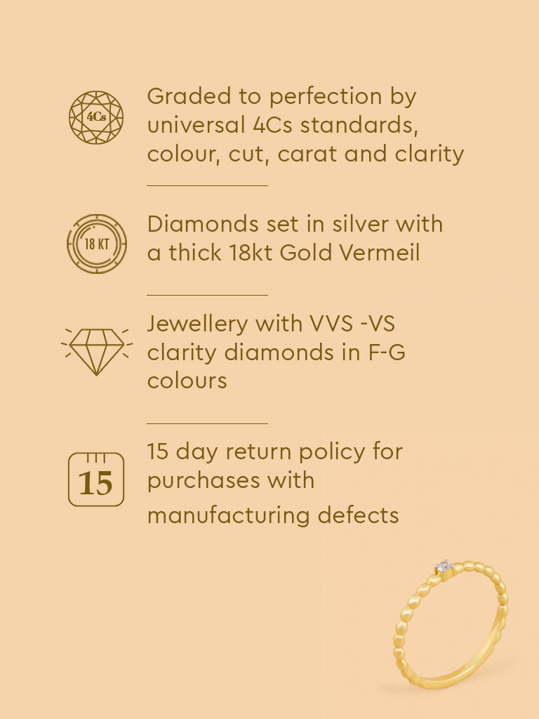 Beaded Ring with Lab Diamond