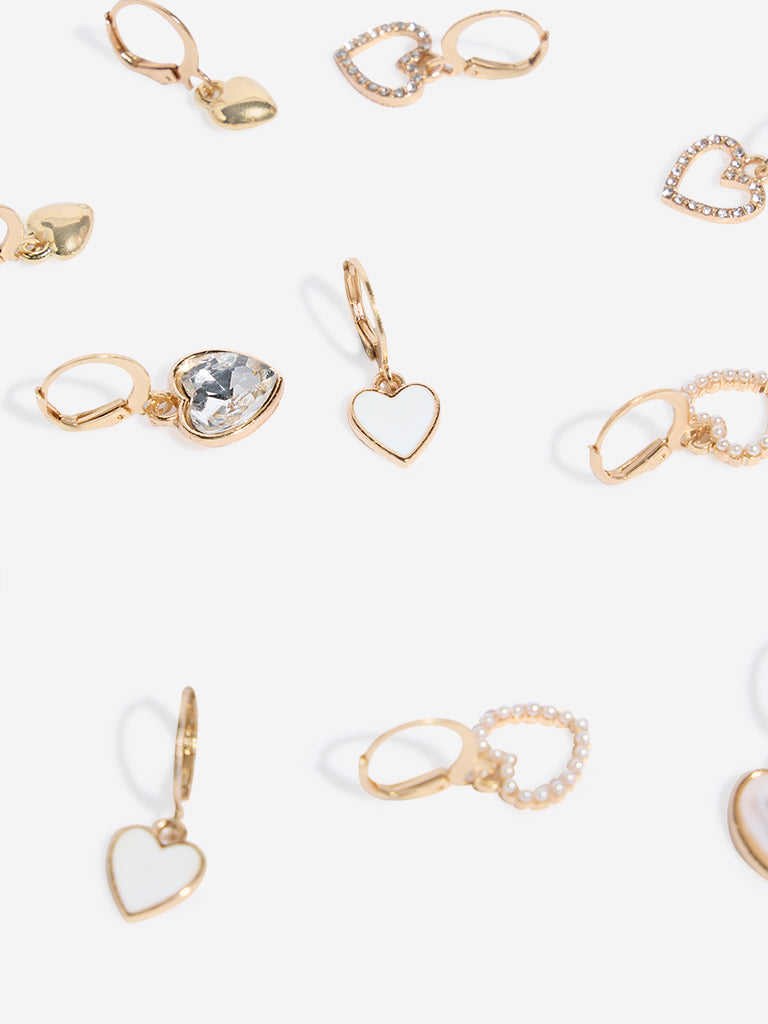 Westside Accessories Gold Hearts Earrings - Pack of 6