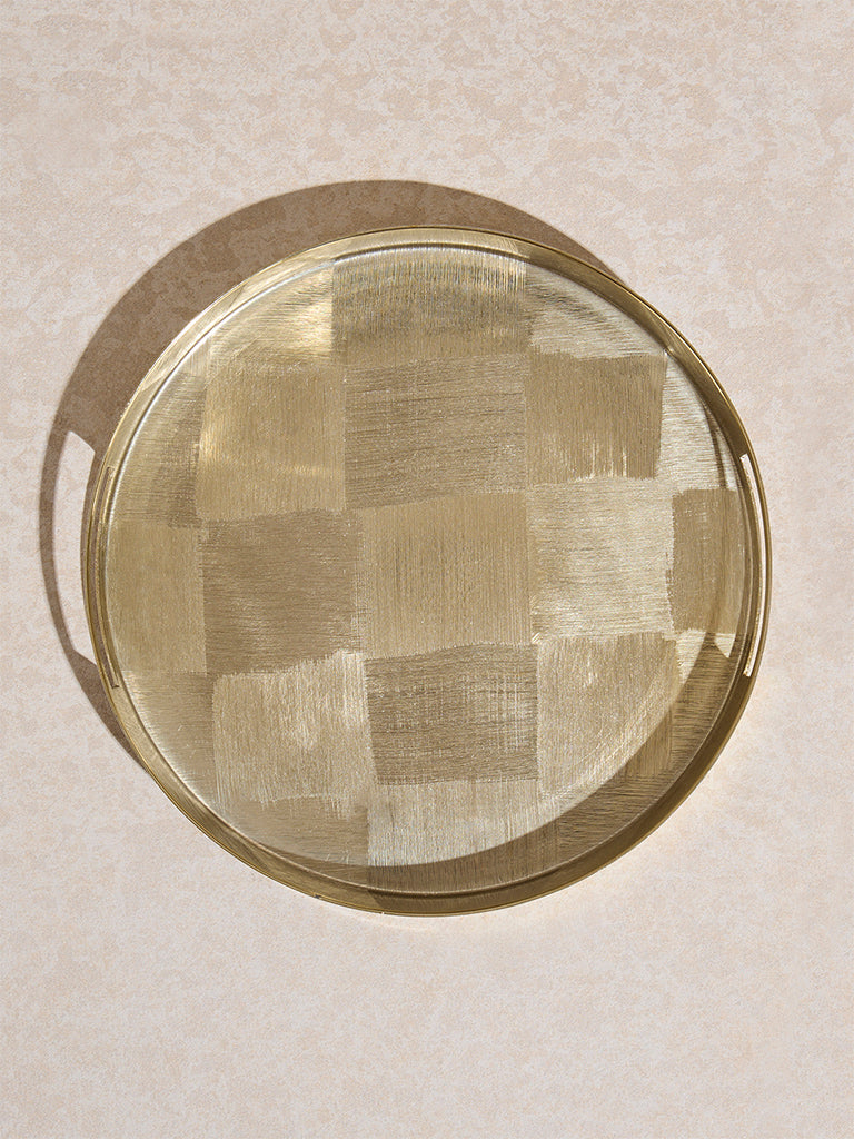 Westside Home Gold Self -Checkered Serving Tray