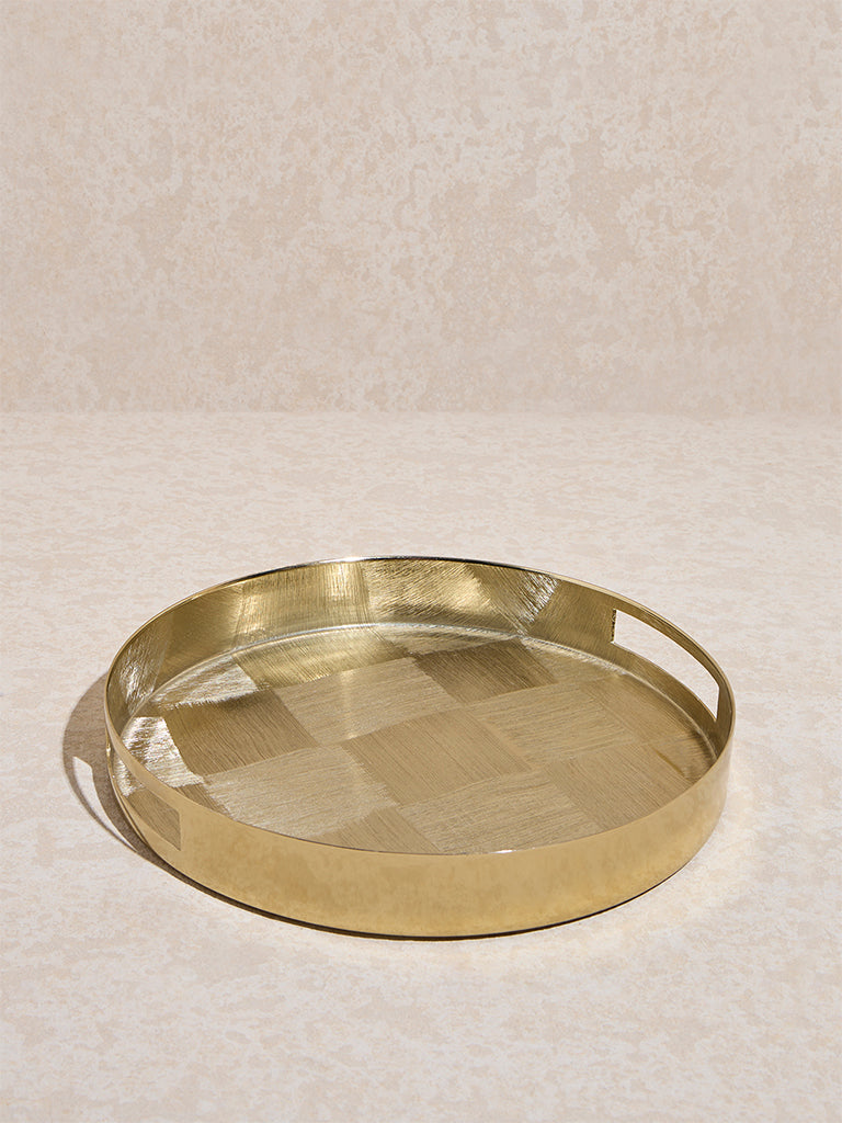 Westside Home Gold Self -Checkered Serving Tray
