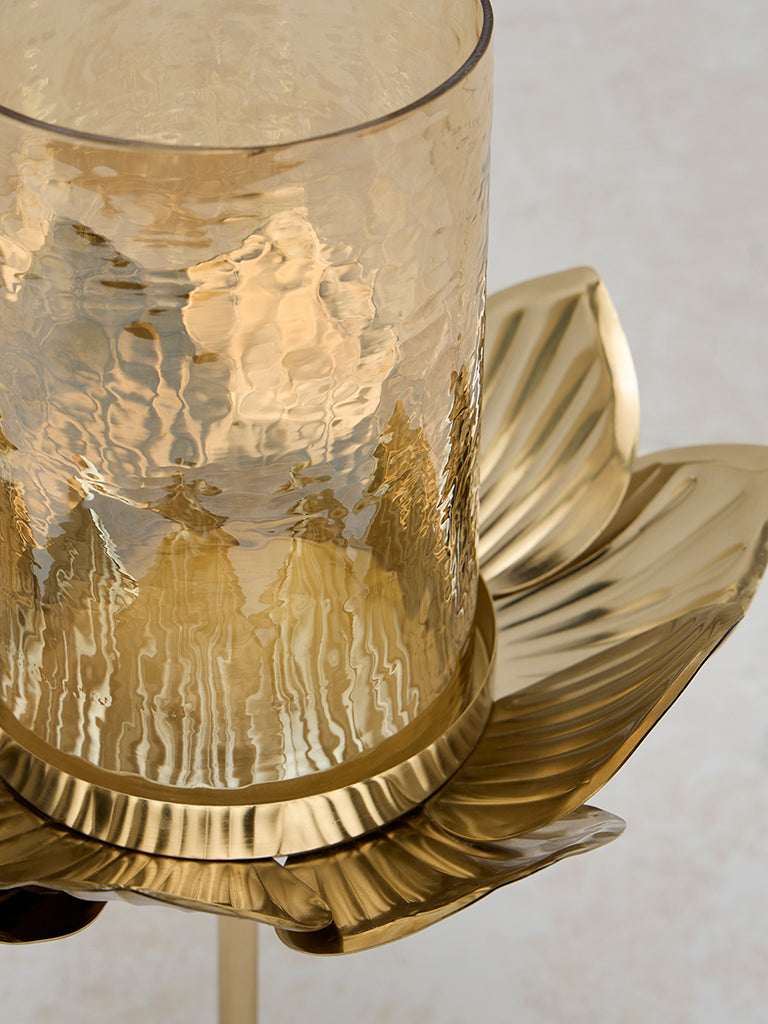 Westside Home Gold Lotus Candle Stand with Glass Holder