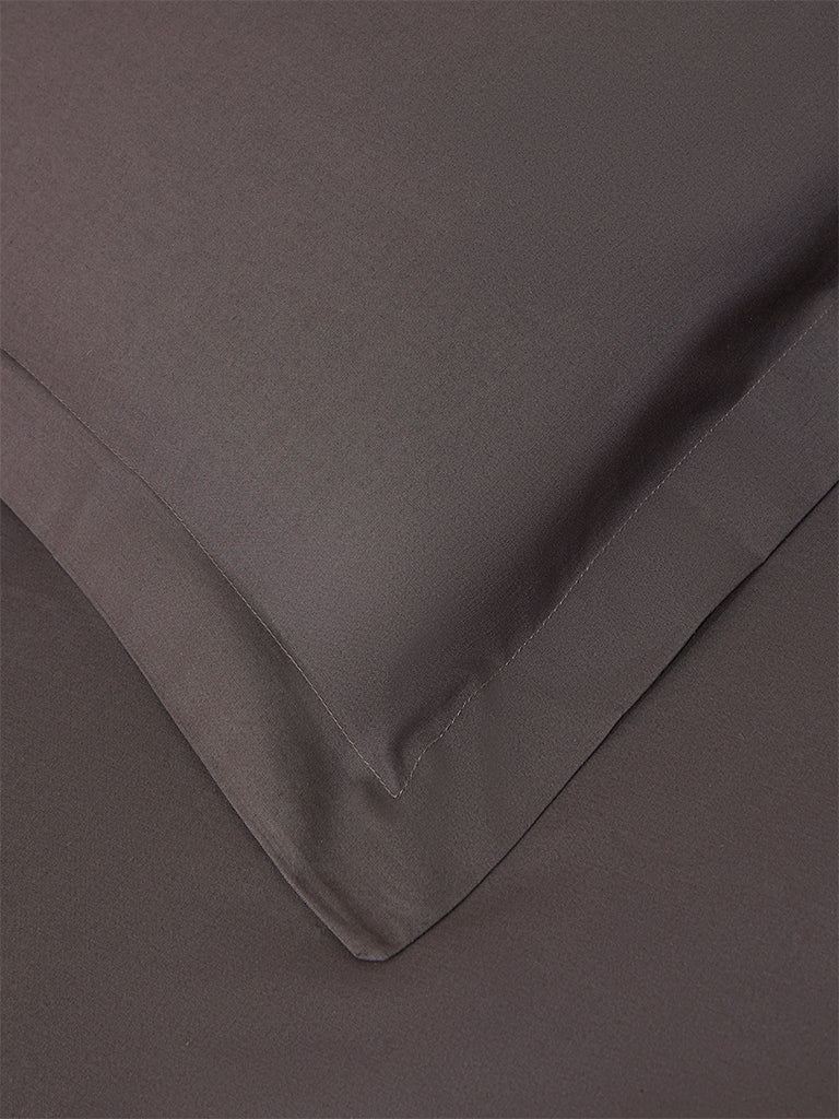 Westside Home Charcoal Solid Single Bed Flat Sheet and Pillowcase Set