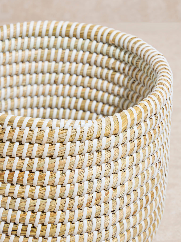 Westside Home Beige Woven Textured Planter- Small