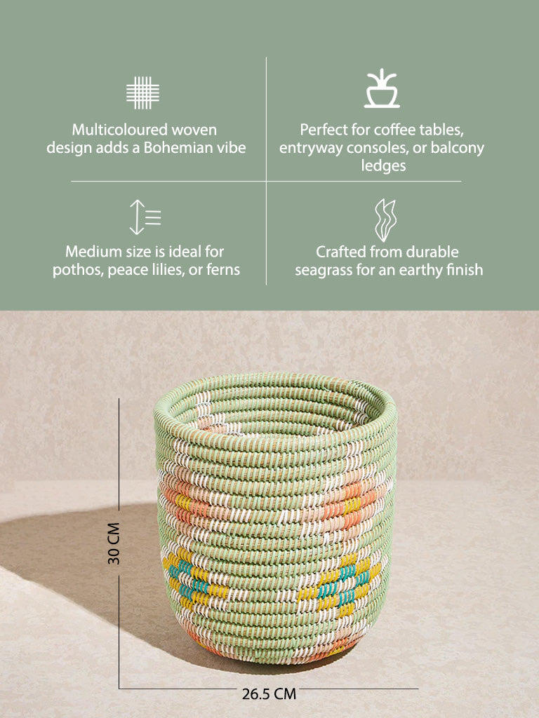 Westside Home Multicolour Woven Textured Planter- Medium