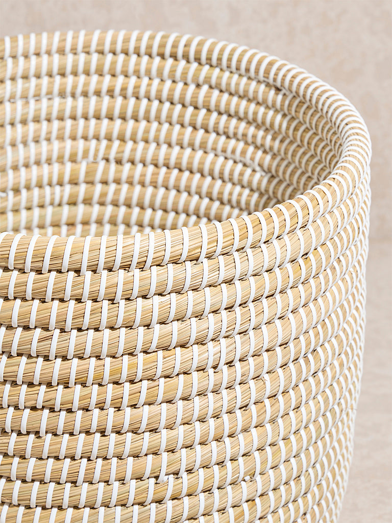 Westside Home Beige Woven Textured Planter- Large