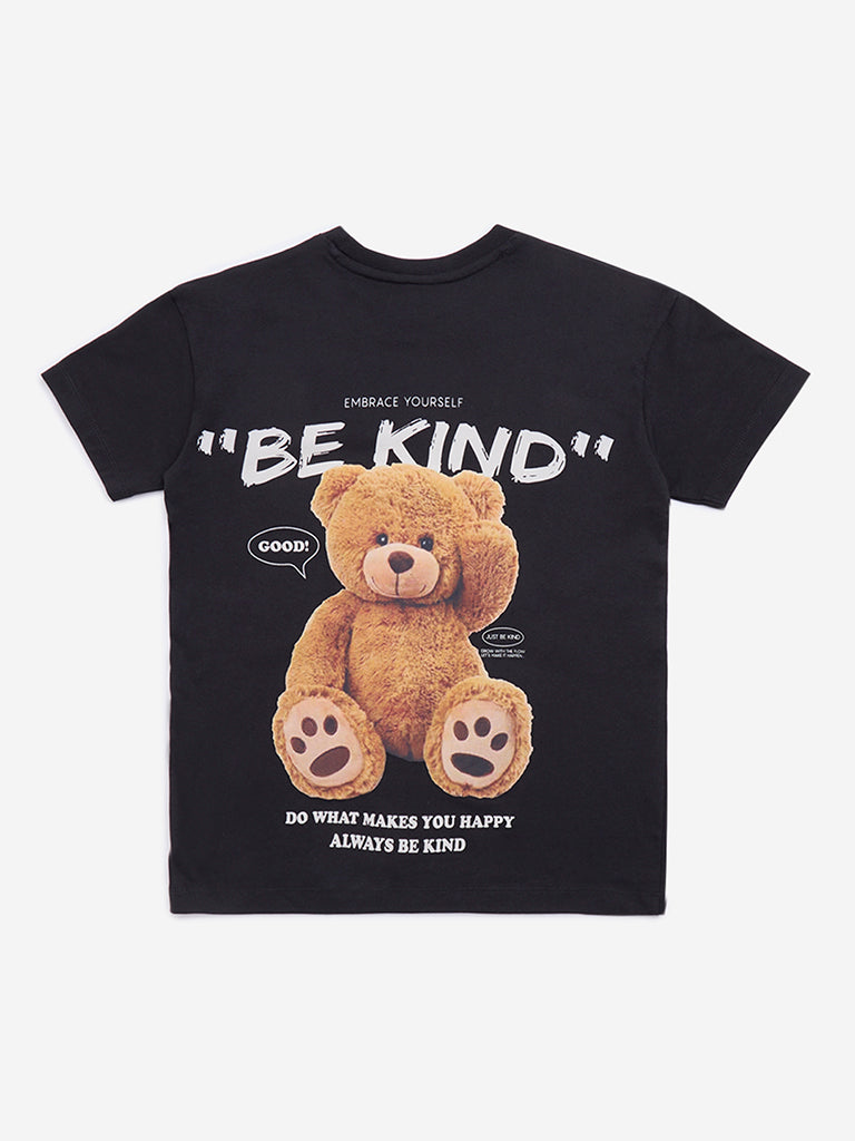 Y&F Kids Black Animal Design Cotton T-Shirt1