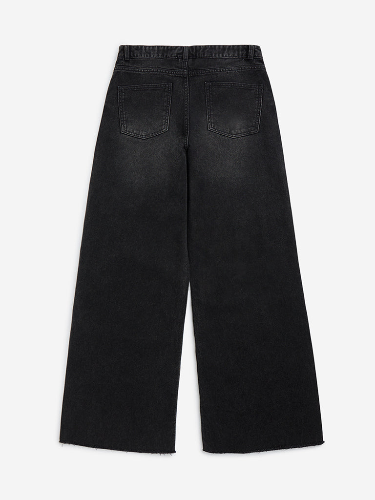 Y&F Kids Charcoal Washed Straight - Fit Mid - Rise Jeans