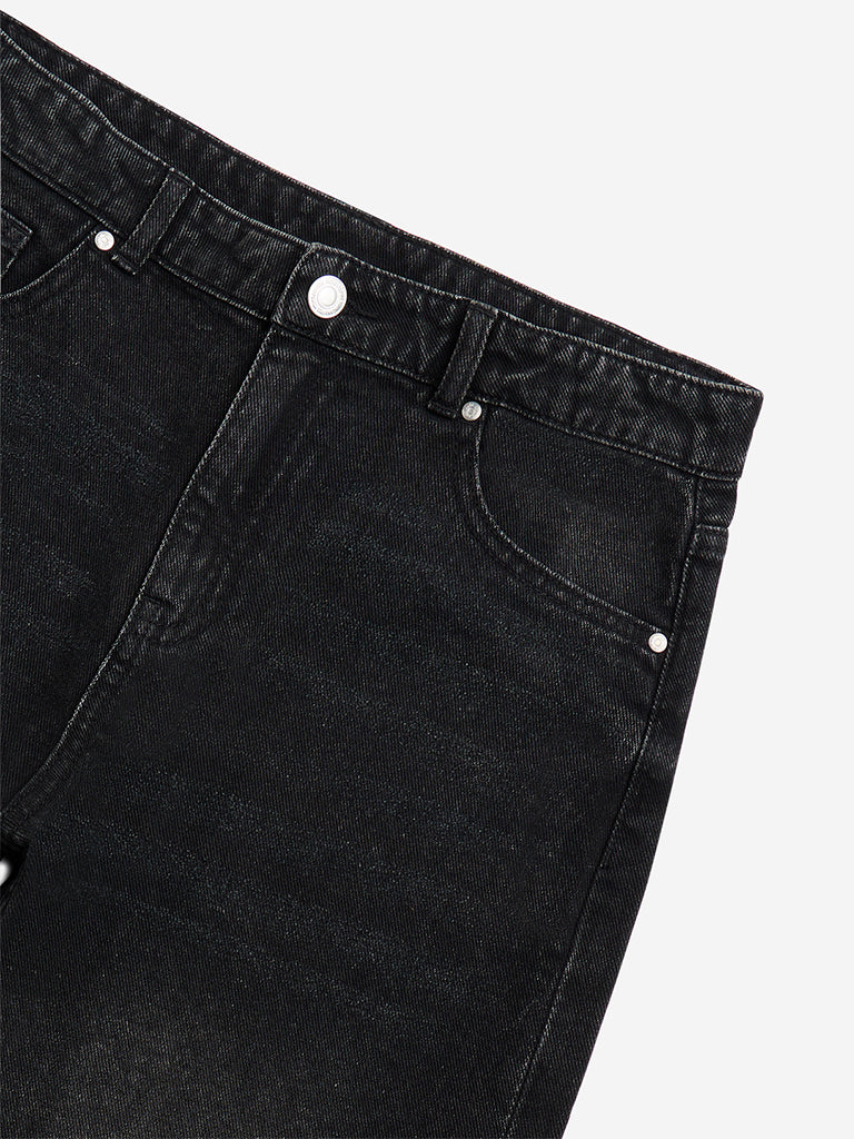Y&F Kids Charcoal Washed Straight - Fit Mid - Rise Jeans