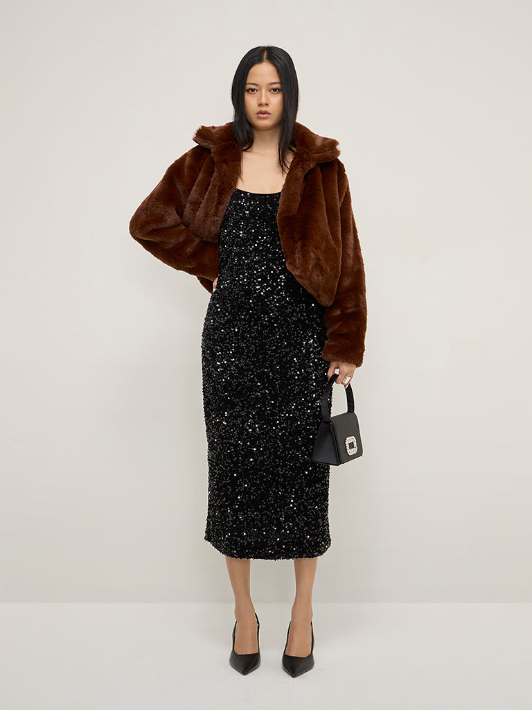 Black embellished bodycon dress online