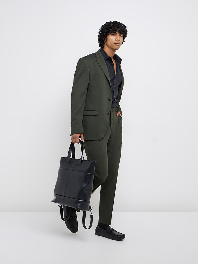 WES Formals Dark Green Slim-Fit Blazer