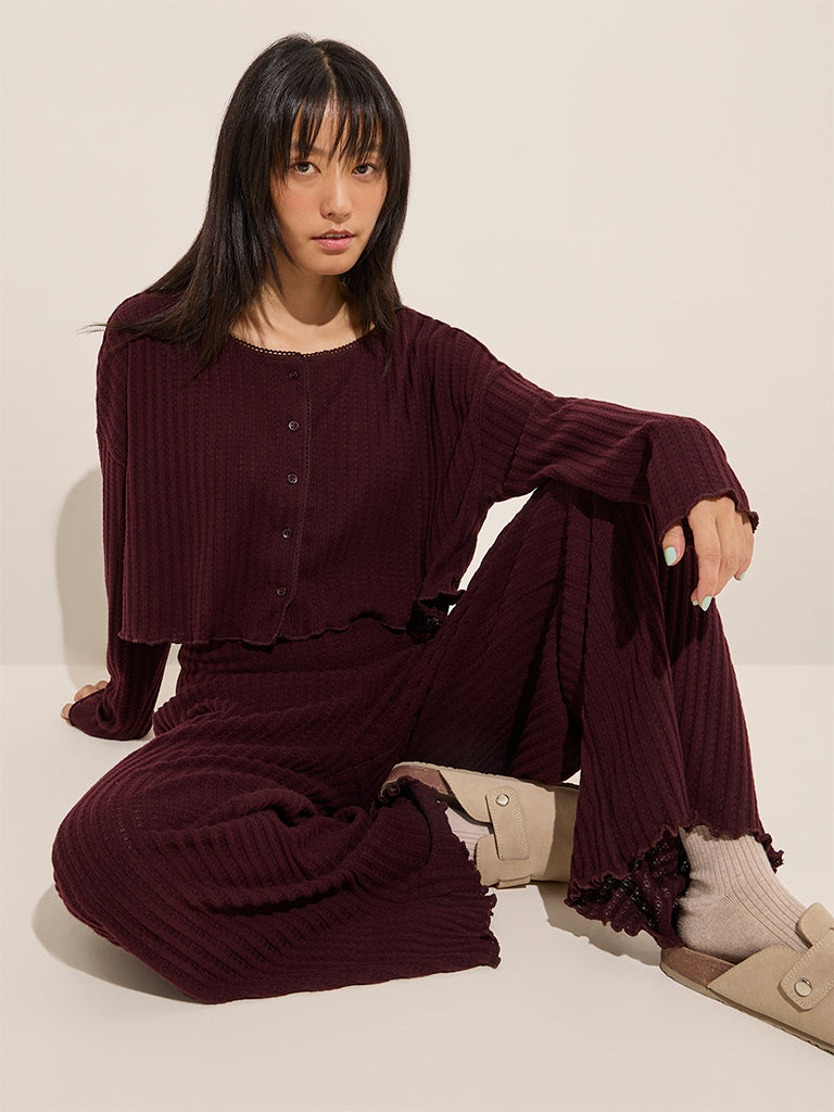 Superstar Plum Self-Striped Top