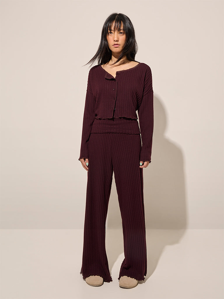 Superstar Plum Self-Striped Top
