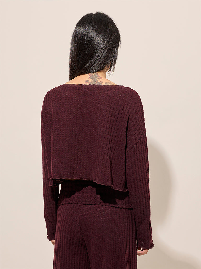 Superstar Plum Self-Striped Top