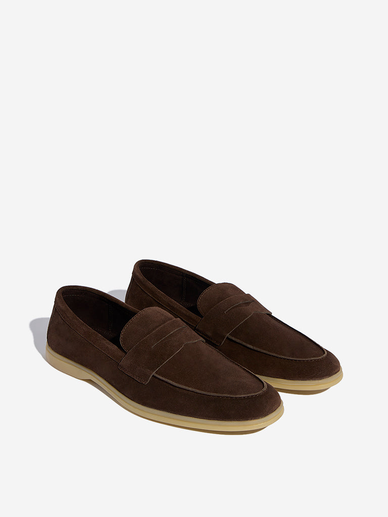 SOLEPLAY Dark Brown Suede Leather Penny Loafers