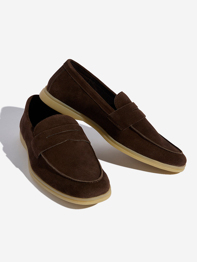 SOLEPLAY Dark Brown Suede Leather Penny Loafers