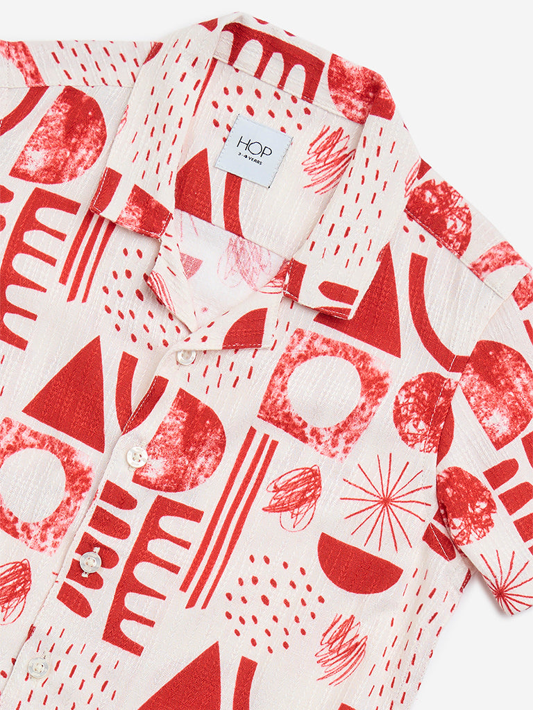 HOP Kids Red Printed Shirt
