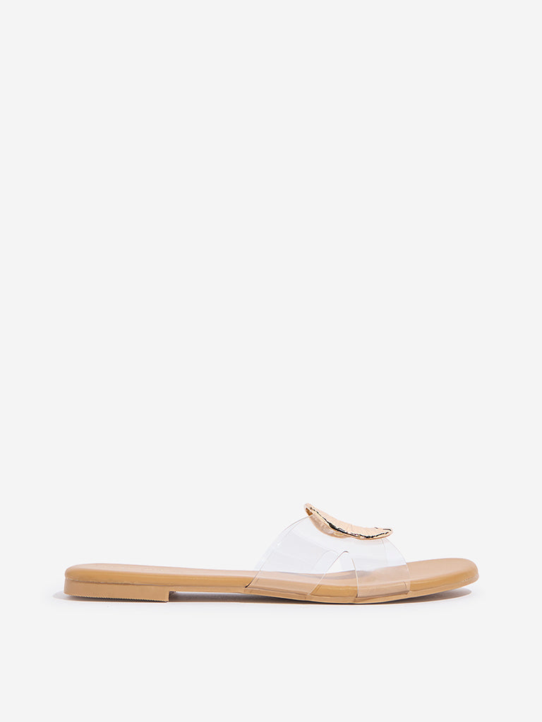Westside LUNA BLU Women's Clear Hardware-Detailed Slides Side View