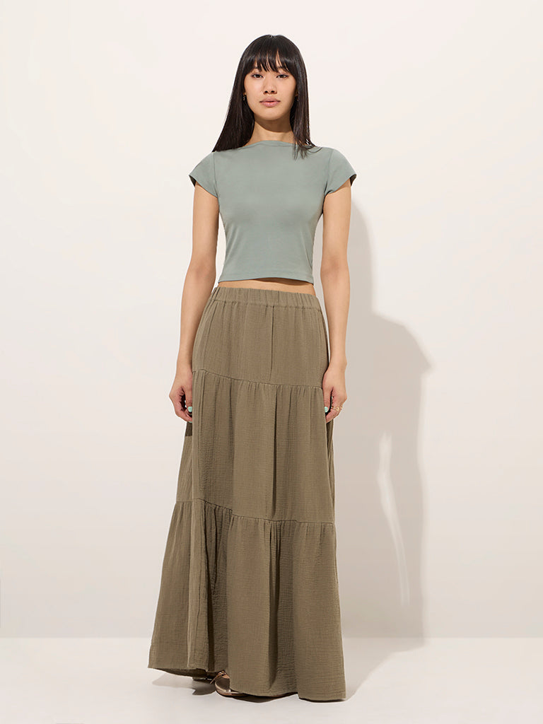 Westside Nuon Women's Teal Solid Top for Casual Wear Casual Wear Full View