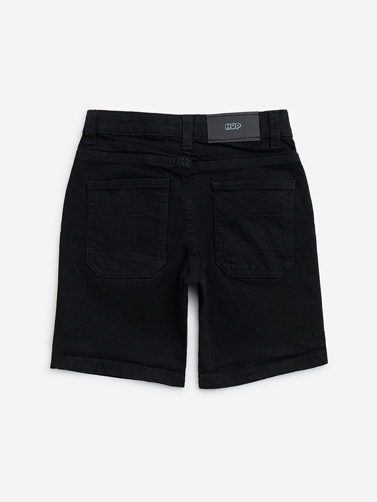 Buy HOP Kids Black High-Rise Shorts from Westside - Main Image