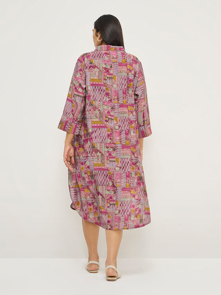Diza Pink Indie-Printed A-Line Dress