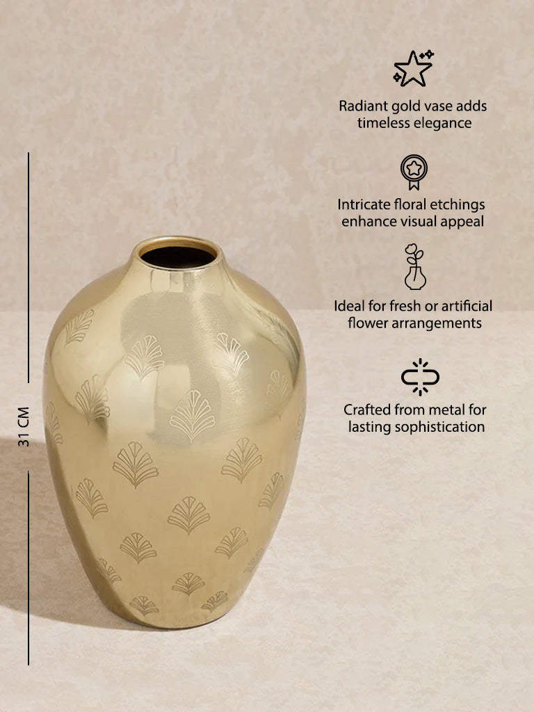 Westside Home Gold Floral Etched Vase