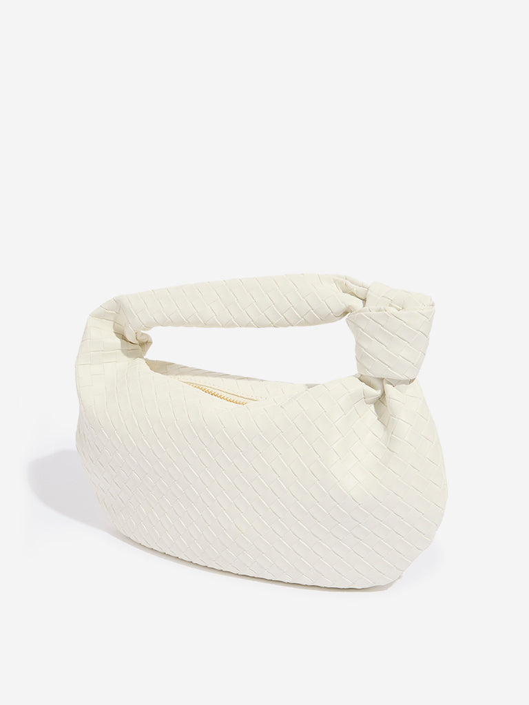 Westside White Woven Handbag