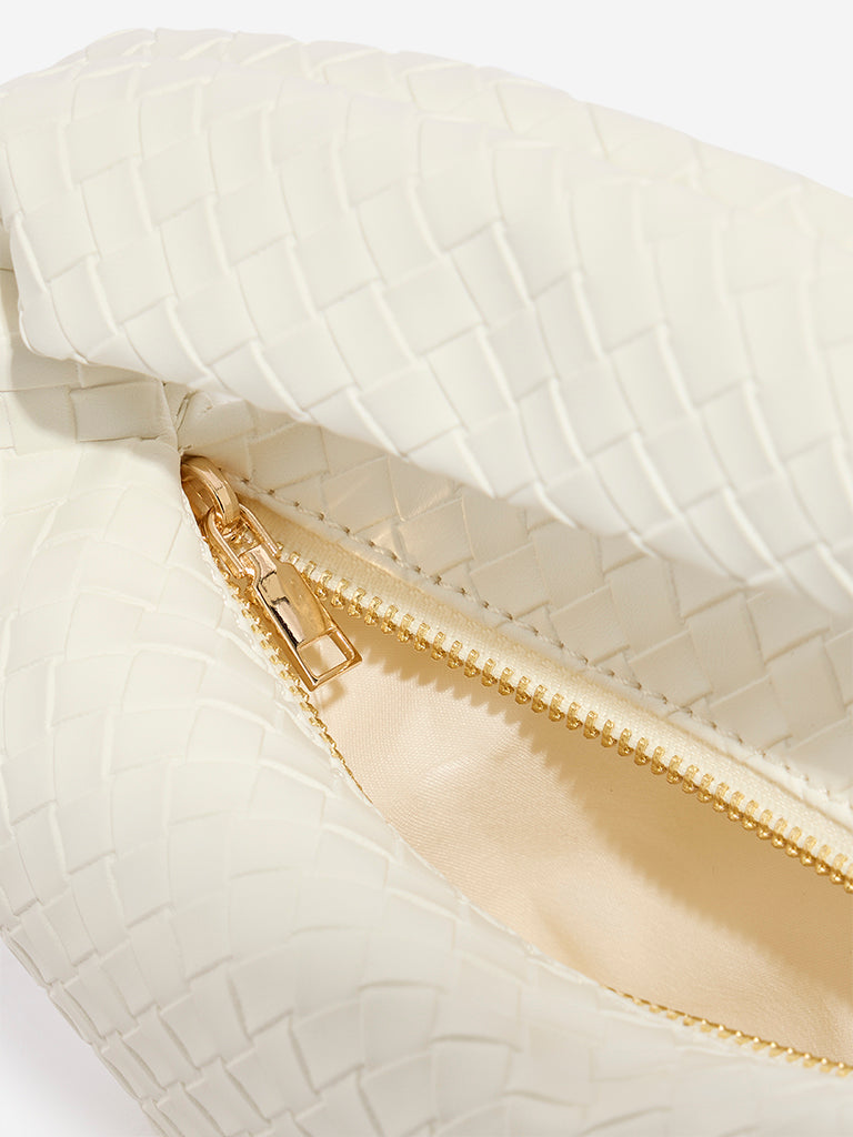 Westside White Woven Handbag