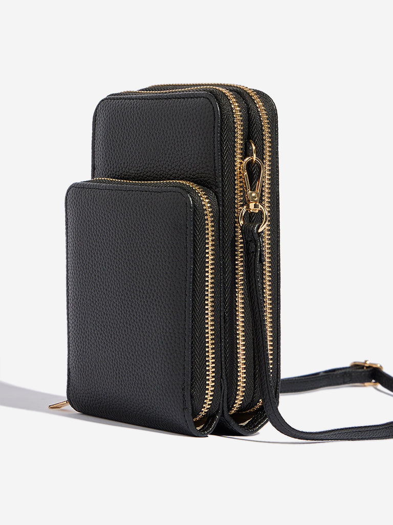 Westside Black Textured Sling Bag