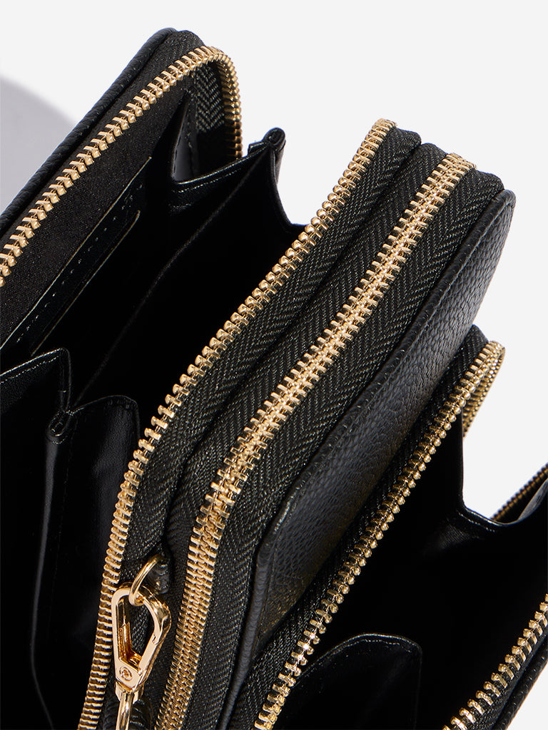 Westside Black Textured Sling Bag