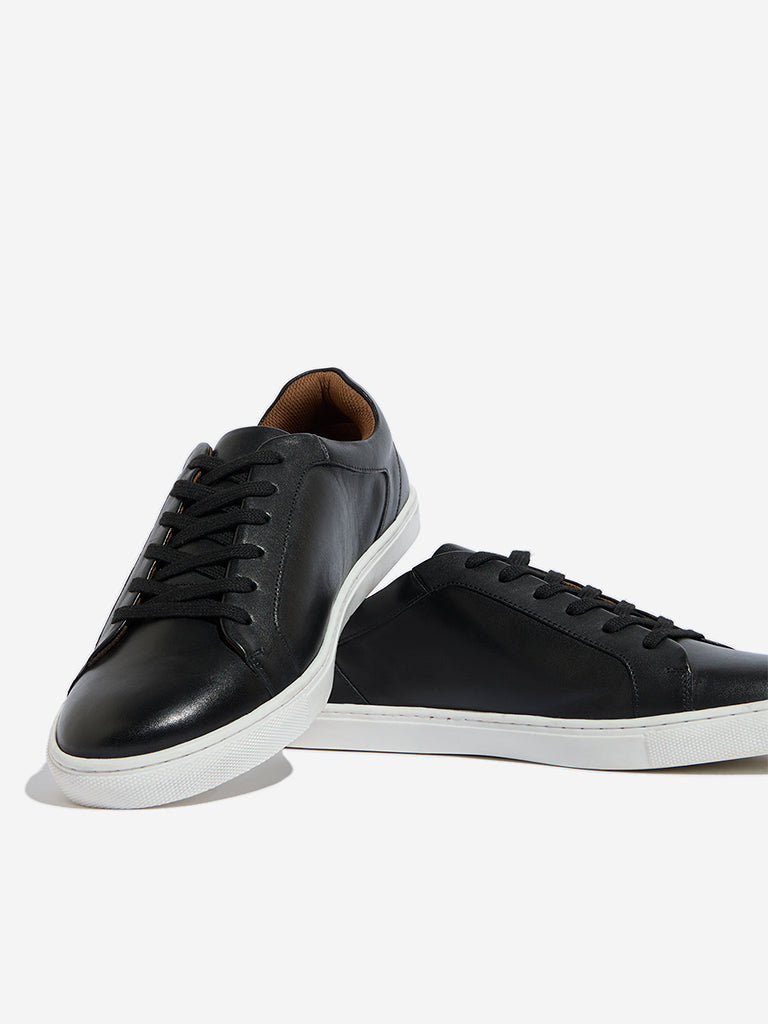 Westside SOLEPLAY Men's  Black Faux Leather Lace-Up Sneakers for Casual Wear Zoomed View
