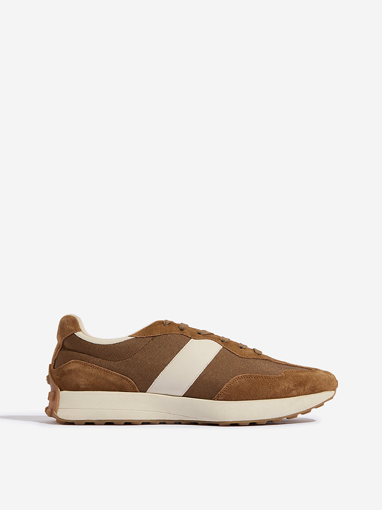 SOLEPLAY Brown Faux-Suede Lace-Up Sneakers