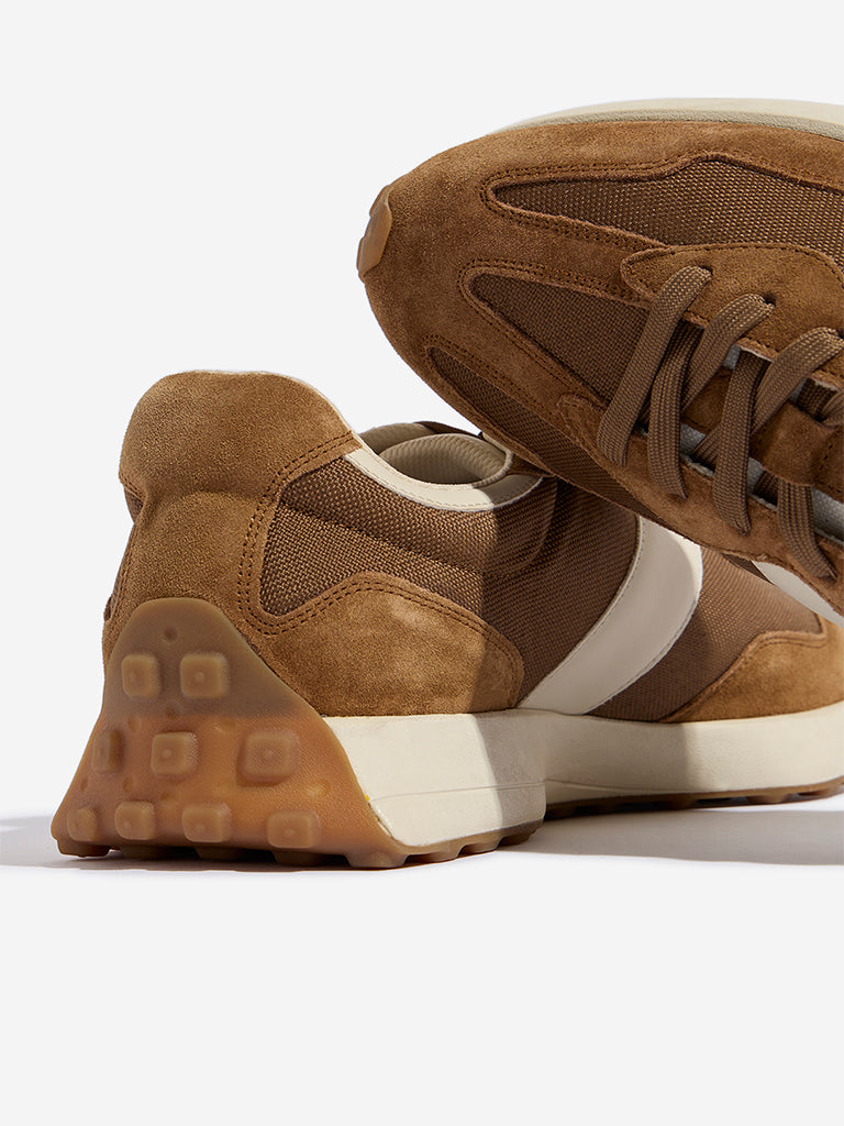 SOLEPLAY Brown Faux-Suede Lace-Up Sneakers