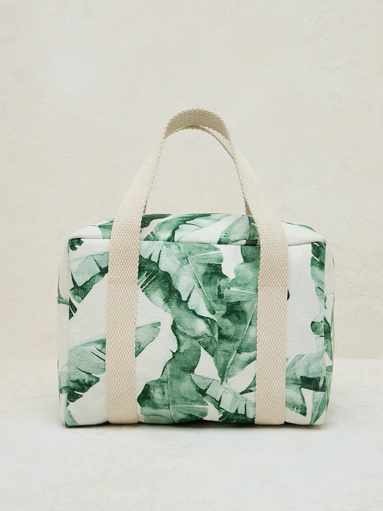 Westside Home Green Leaf Printed Lunch Bag