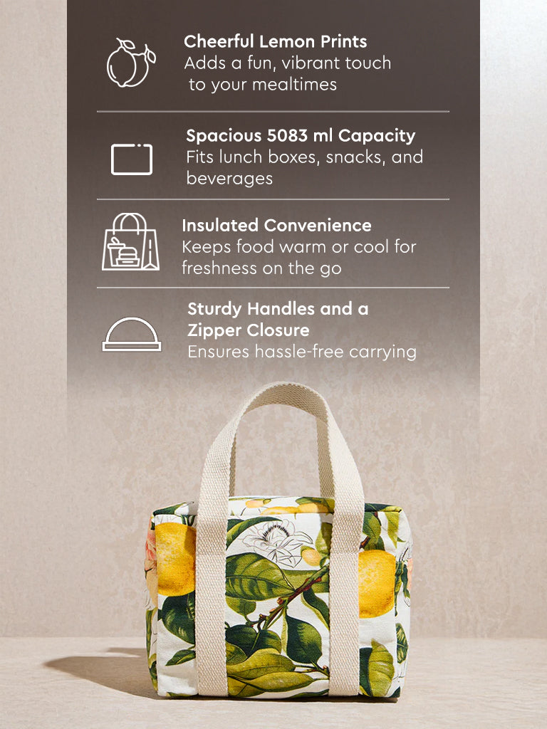 Westside Home Yellow Lemon Design Lunch Bag