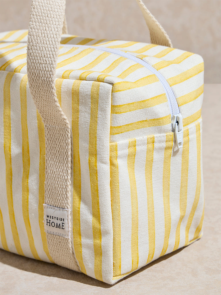 Westside Home Yellow Stripe Printed Lunch Bag